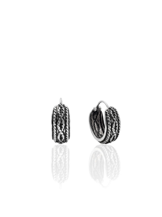 Minimalistische ethnische Silber-Creolen mit Flechtmotiv aus 925er Sterlingsilber – Oya Silver