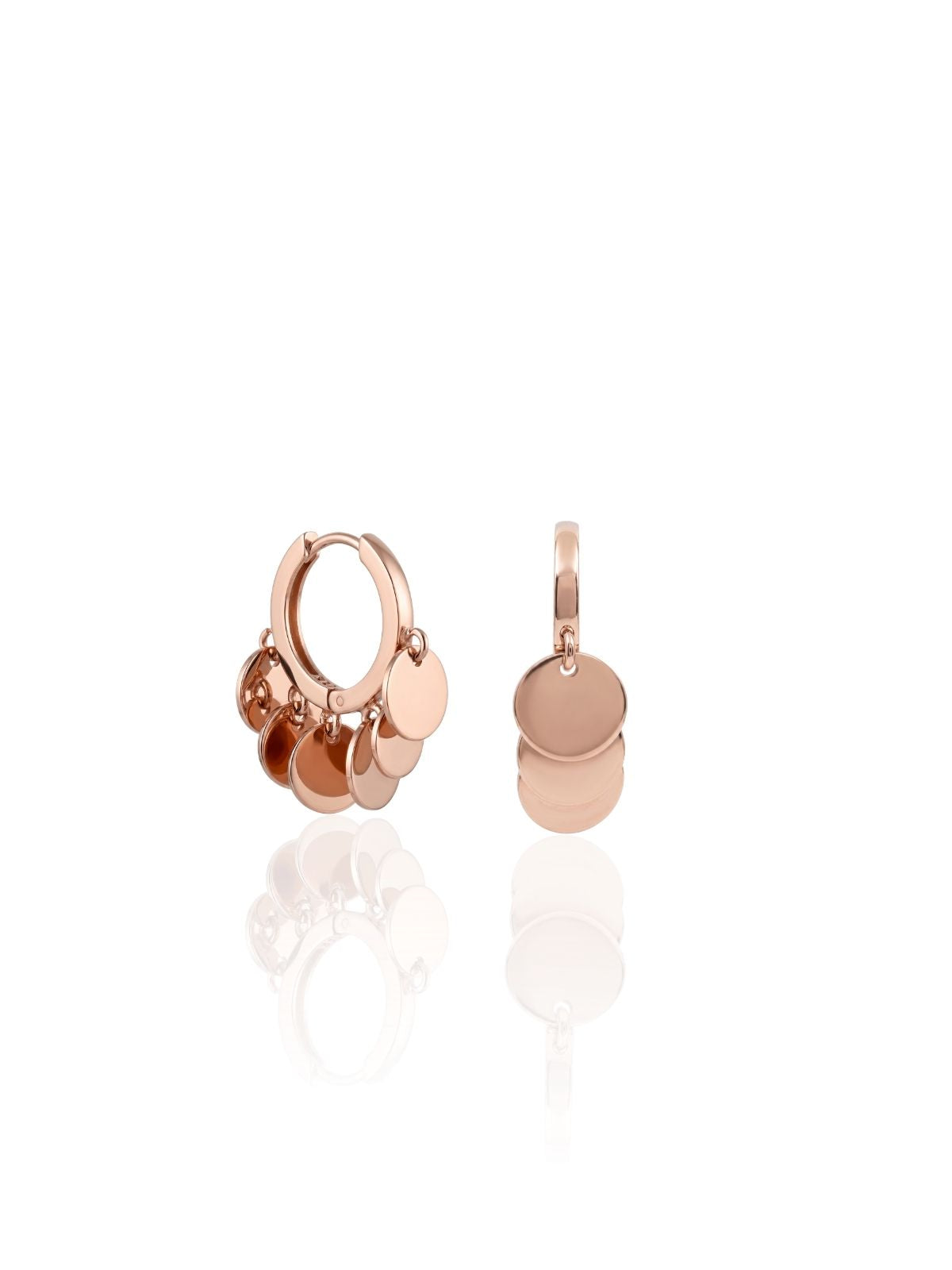 Feine Rosé-Silber-Creolen mit mehreren hängenden Plättchen aus 925er Sterlingsilber – Oya Silver