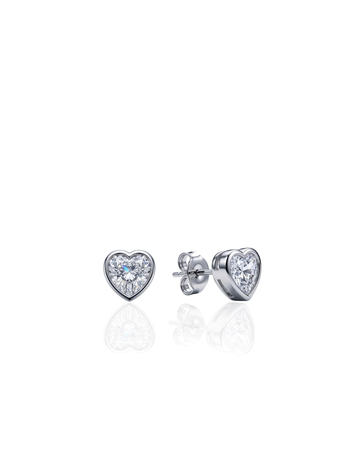 Silber-Herzohrstecker mit Zirkonia-Solitär aus 925er Sterlingsilber – Oya Silver