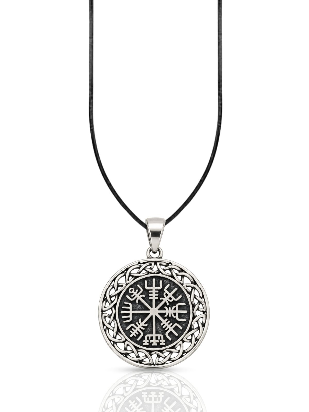 Vegvisir Wikinger-Kompass-Medaillon aus 925 Silber – Oya Silver