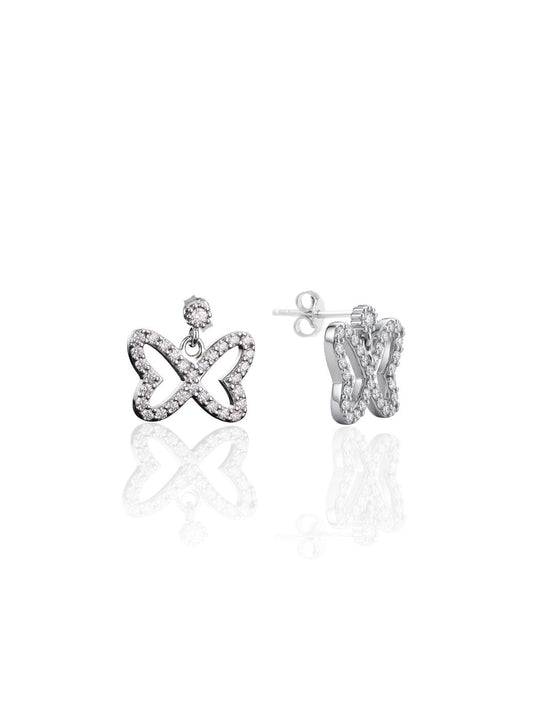Hängende Silber-Schmetterlingsohrringe mit Zirkonia aus 925er Sterlingsilber – Oya Silver