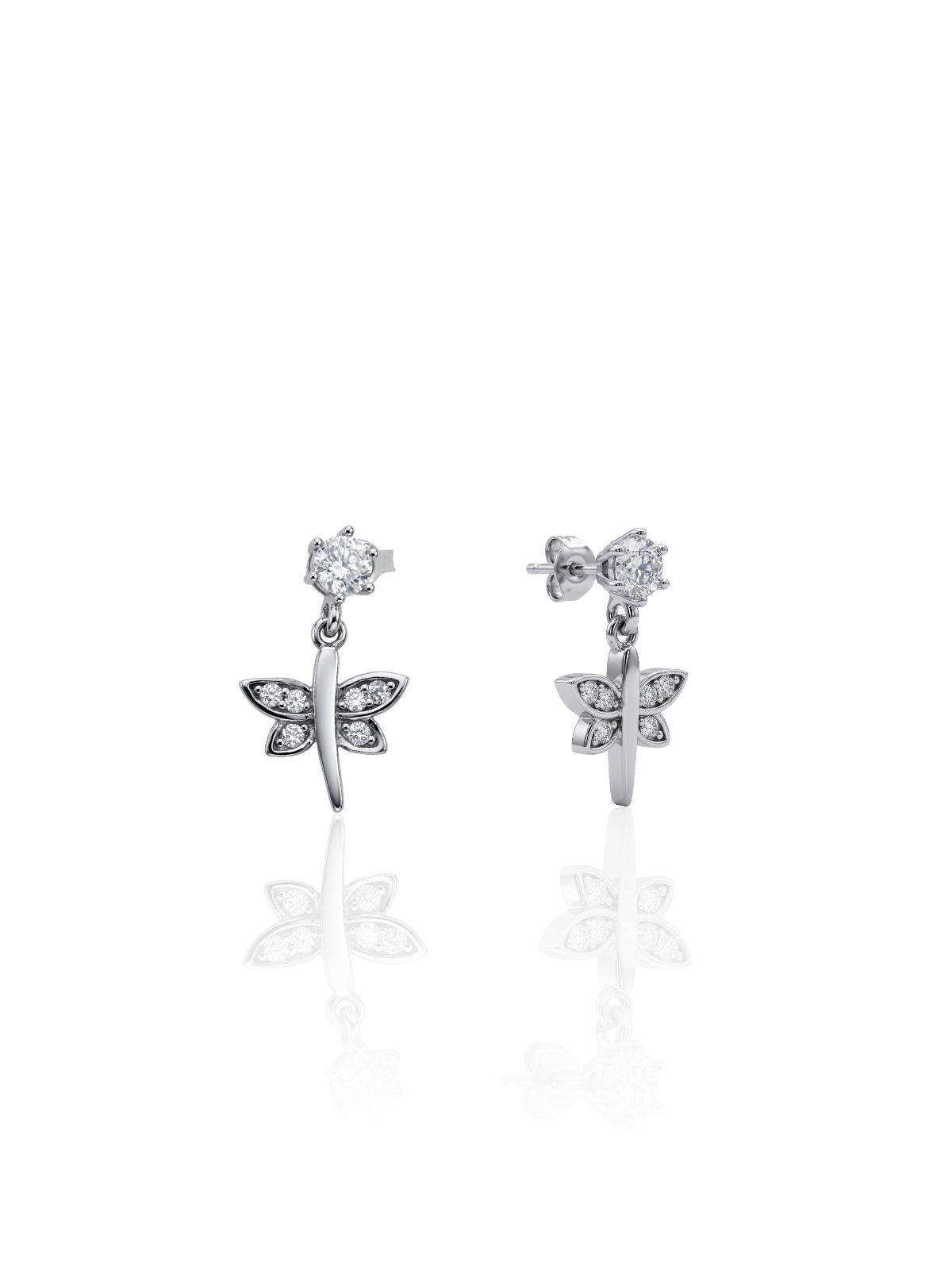 Hängende Silber-Libellenohrringe mit Zirkonia aus 925er Sterlingsilber – Oya Silver