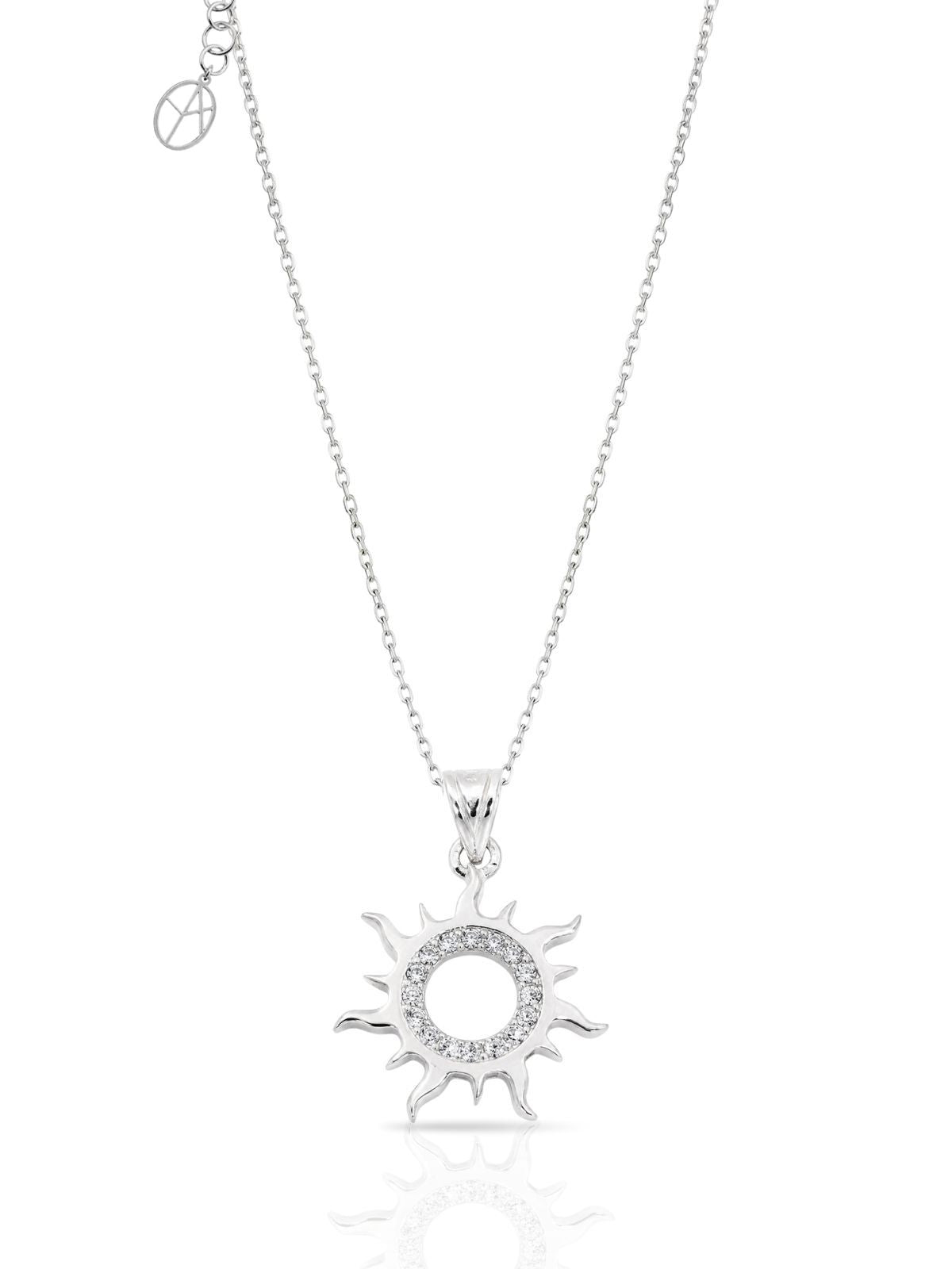 Sonnen-Halskette „Ewiges Licht“ aus Silber mit Zirkonia aus 925er Sterlingsilber – Oya Silver – Ansicht 3