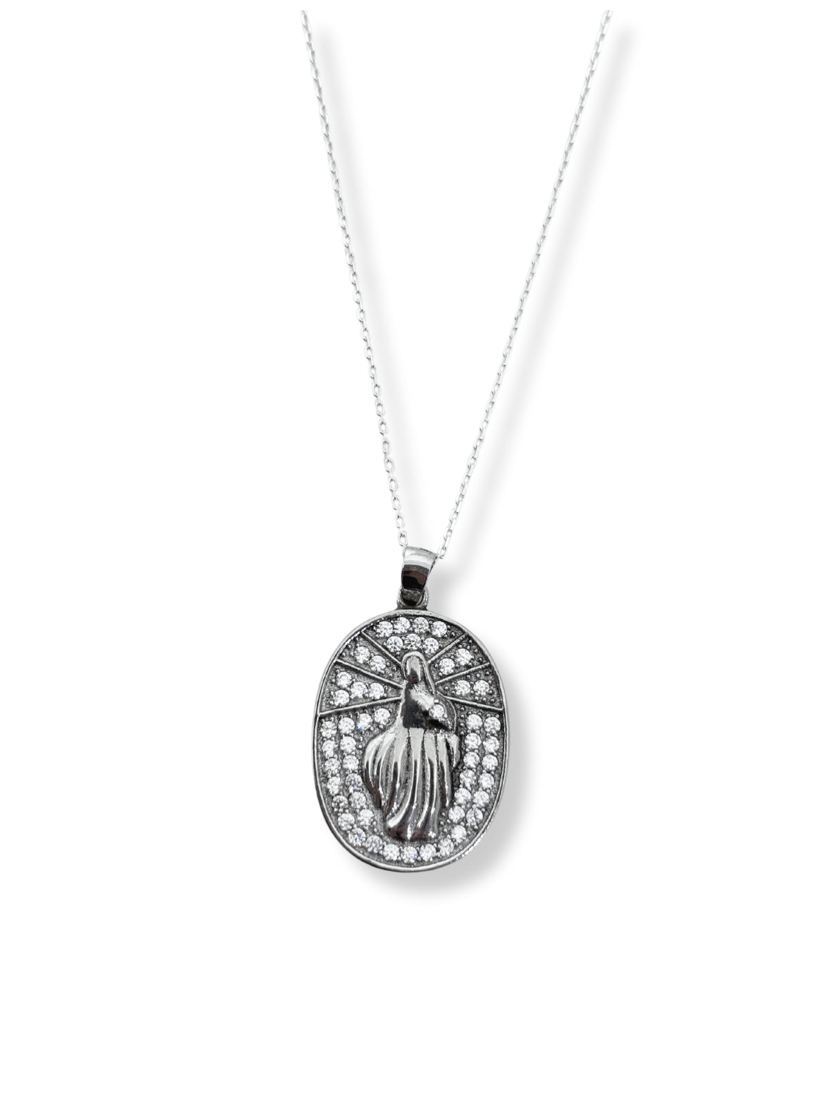 Marien-Halskette aus Silber mit weißen Steinen – Oya Silver