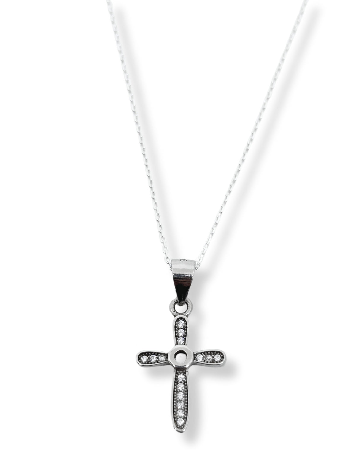 Geometrische Kreuz-Halskette aus Silber – Oya Silver