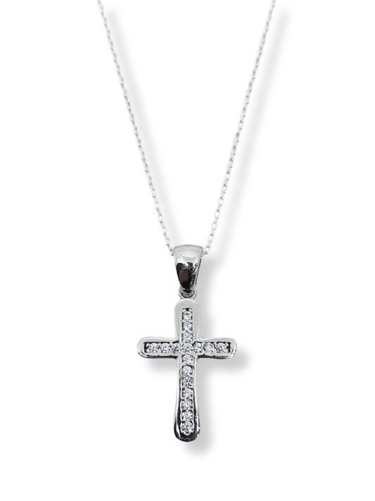 Polierte geometrische Kreuz-Halskette aus Silber – Oya Silver