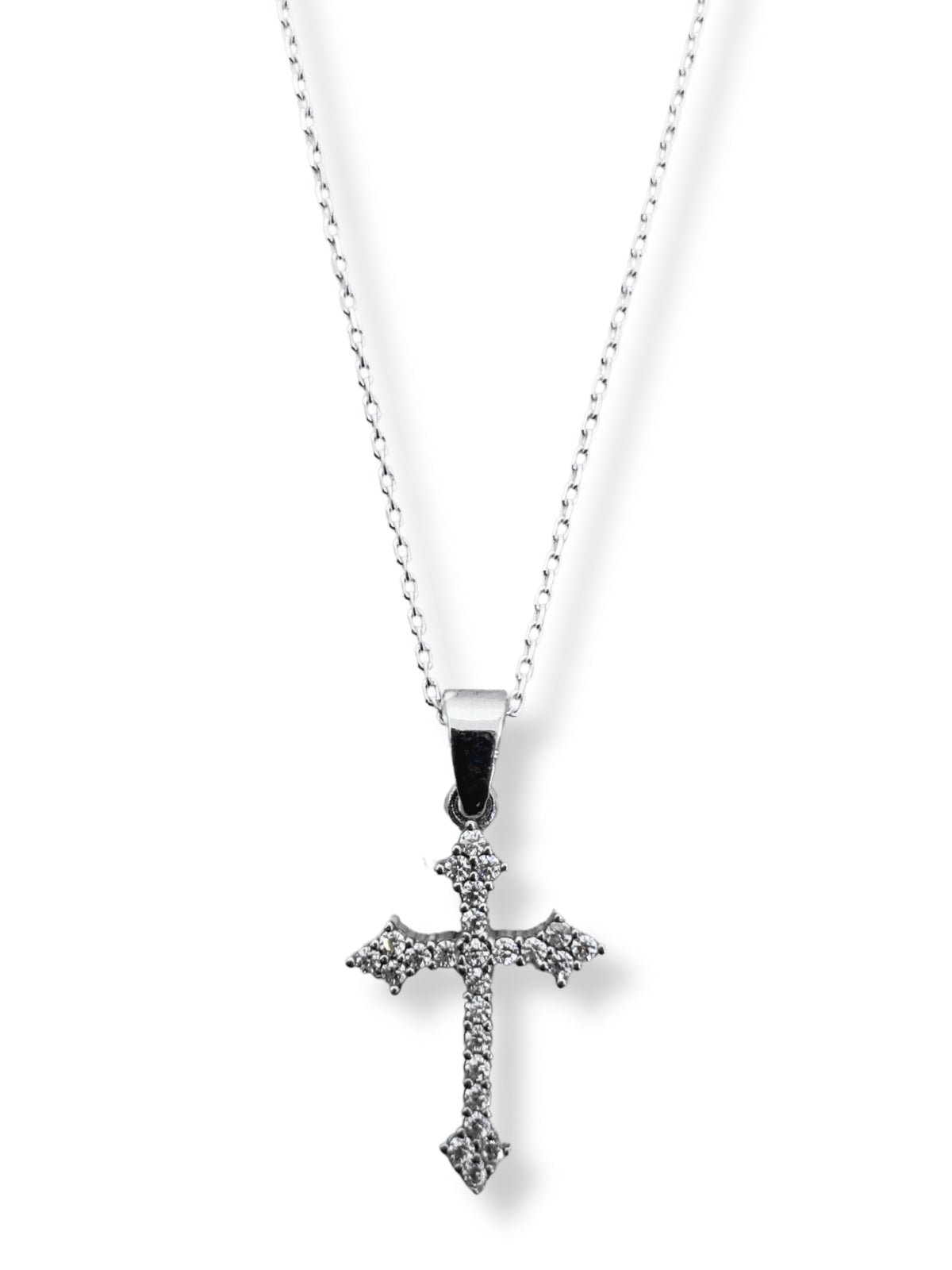 Spitz zulaufende Kreuz-Halskette aus Silber – Oya Silver