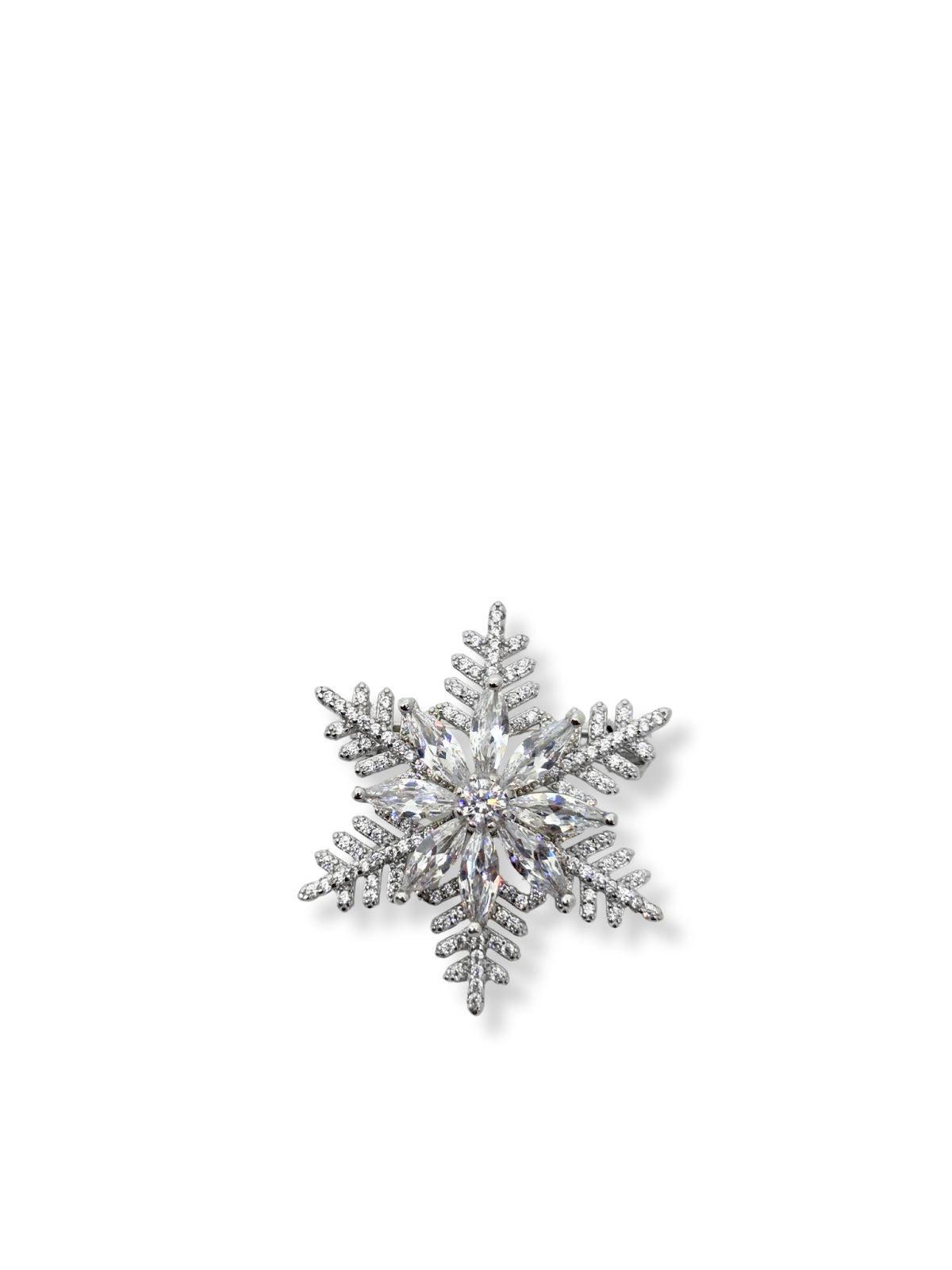 Schneeflocken-Brosche aus Silber mit drehbarer Mitte 3 x 3 cm – OYA-JV619 – Oya Silver