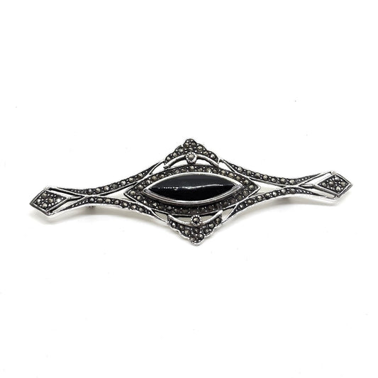 Emaillierte Silberbrosche mit Markasit – Oya Silver