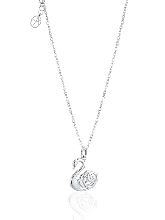 Schwan-Halskette aus Silber mit Rosenmotiv aus 925er Sterlingsilber – Oya Silver