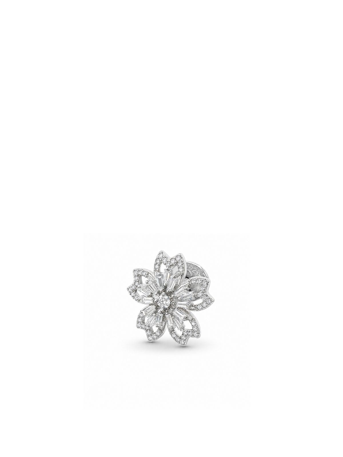 Blütenrosetten-Brosche aus Silber mit bunten Zirkonsteinen 1,8 x 1,8 cm – Oya Silver