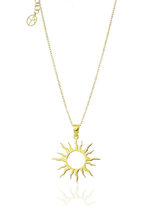 Damen-Sonnenhalskette aus 925 Silber, 24K vergoldet – Ansicht 1 | Oya Silver