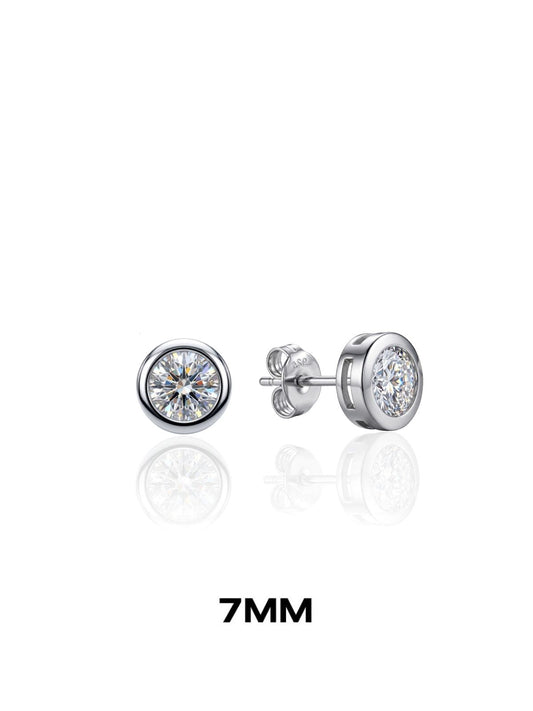 Runde Silber-Solitär-Ohrstecker mit Zirkonia aus 925er Sterlingsilber – Oya Silver