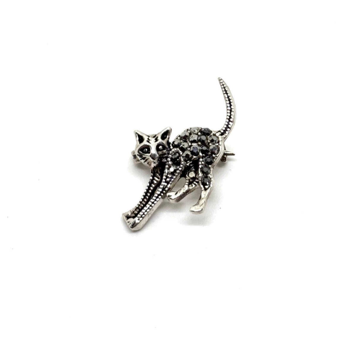 Katzenbrosche aus Silber mit Markasit – Oya Silver