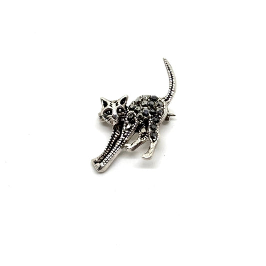 Katzenbrosche aus Silber mit Markasit – Oya Silver