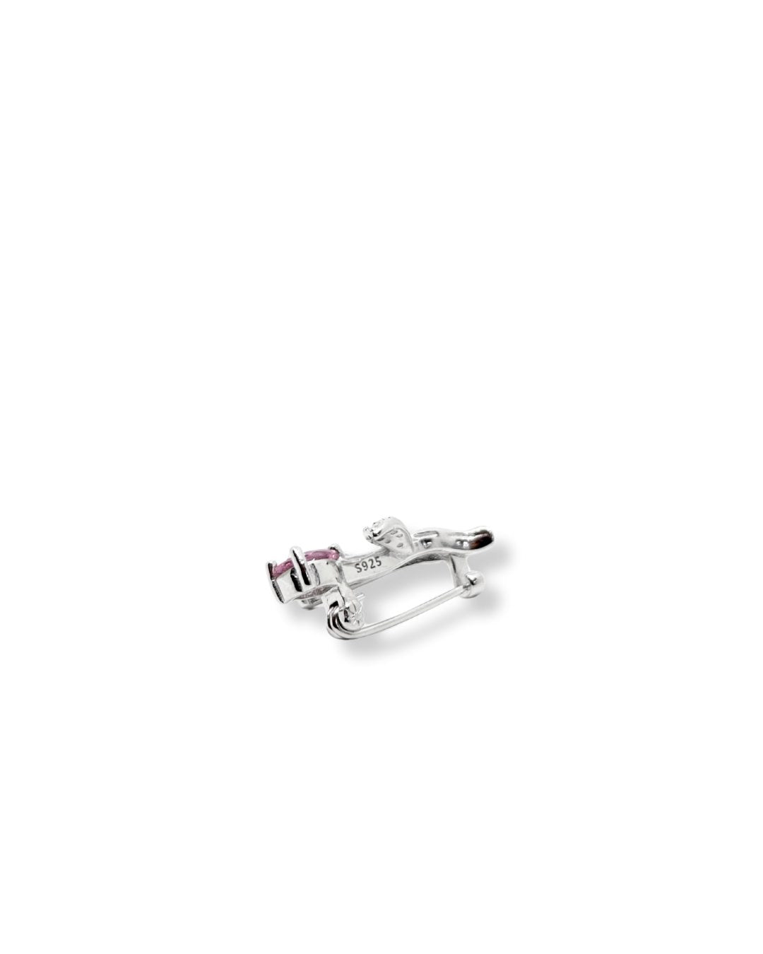 Minimalistische Blumenbrosche aus Silber mit Rosenquarz 1,5 x 2,4 cm – Oya Silver – Ansicht 3