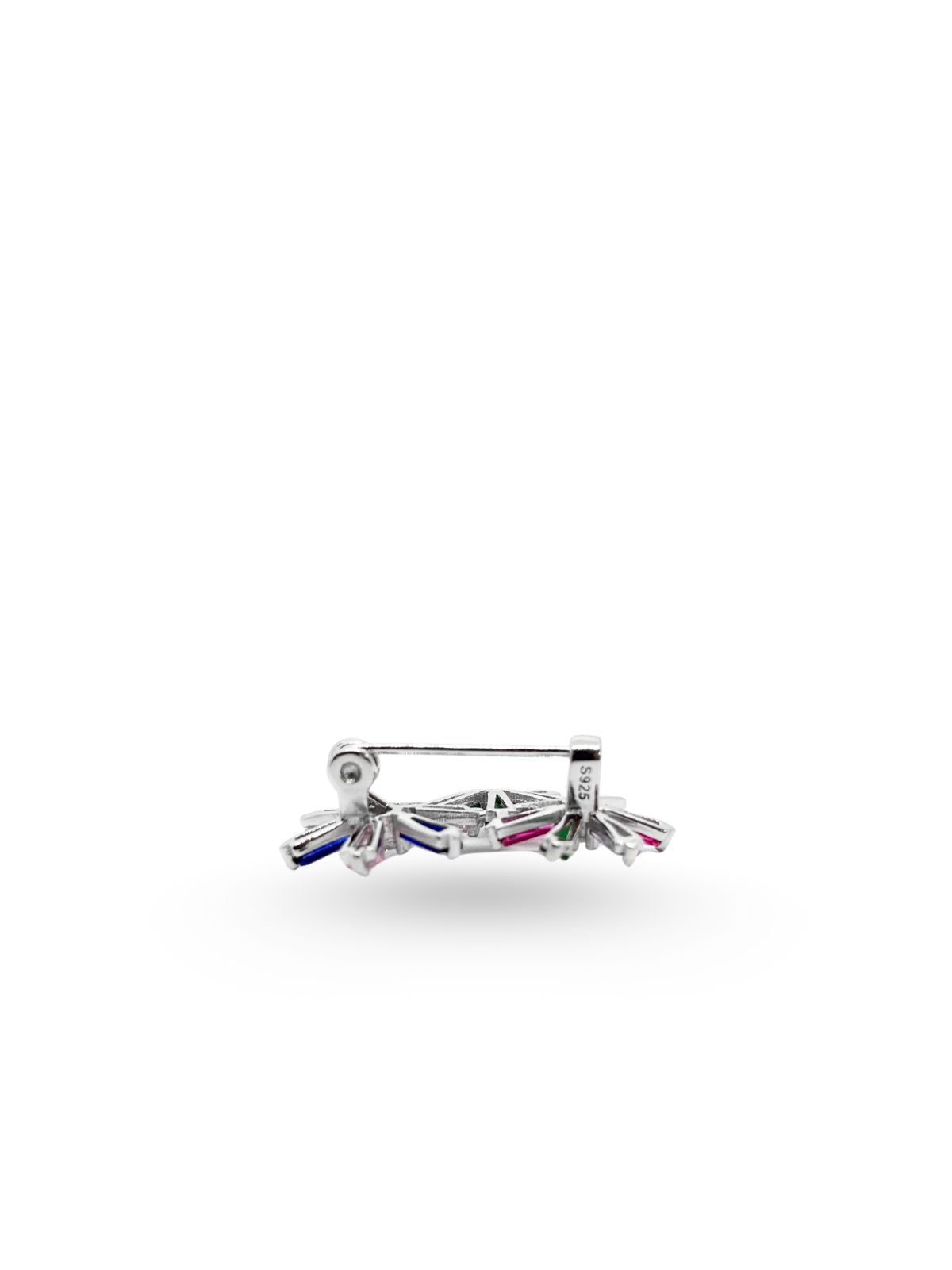 Silberbrosche mit drei Blumen und bunten Steinen 2,5 x 2 cm – Oya Silver – Ansicht 3