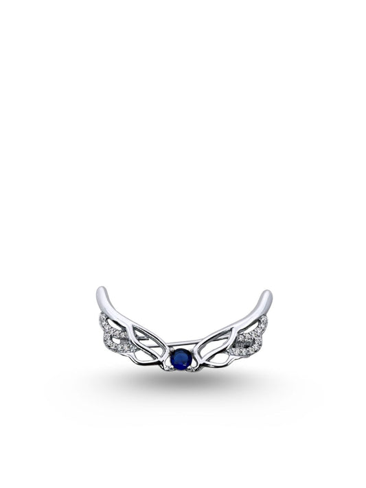 Engelsflügel-Brosche aus Silber mit Saphir 3 x 1,7 cm – Oya Silver