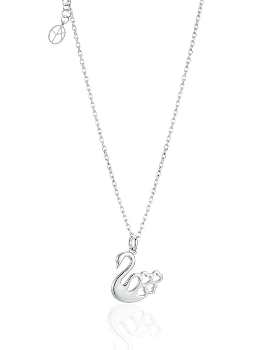 Schwan-Halskette aus Silber mit Herzdetail aus 925er Sterlingsilber – Oya Silver