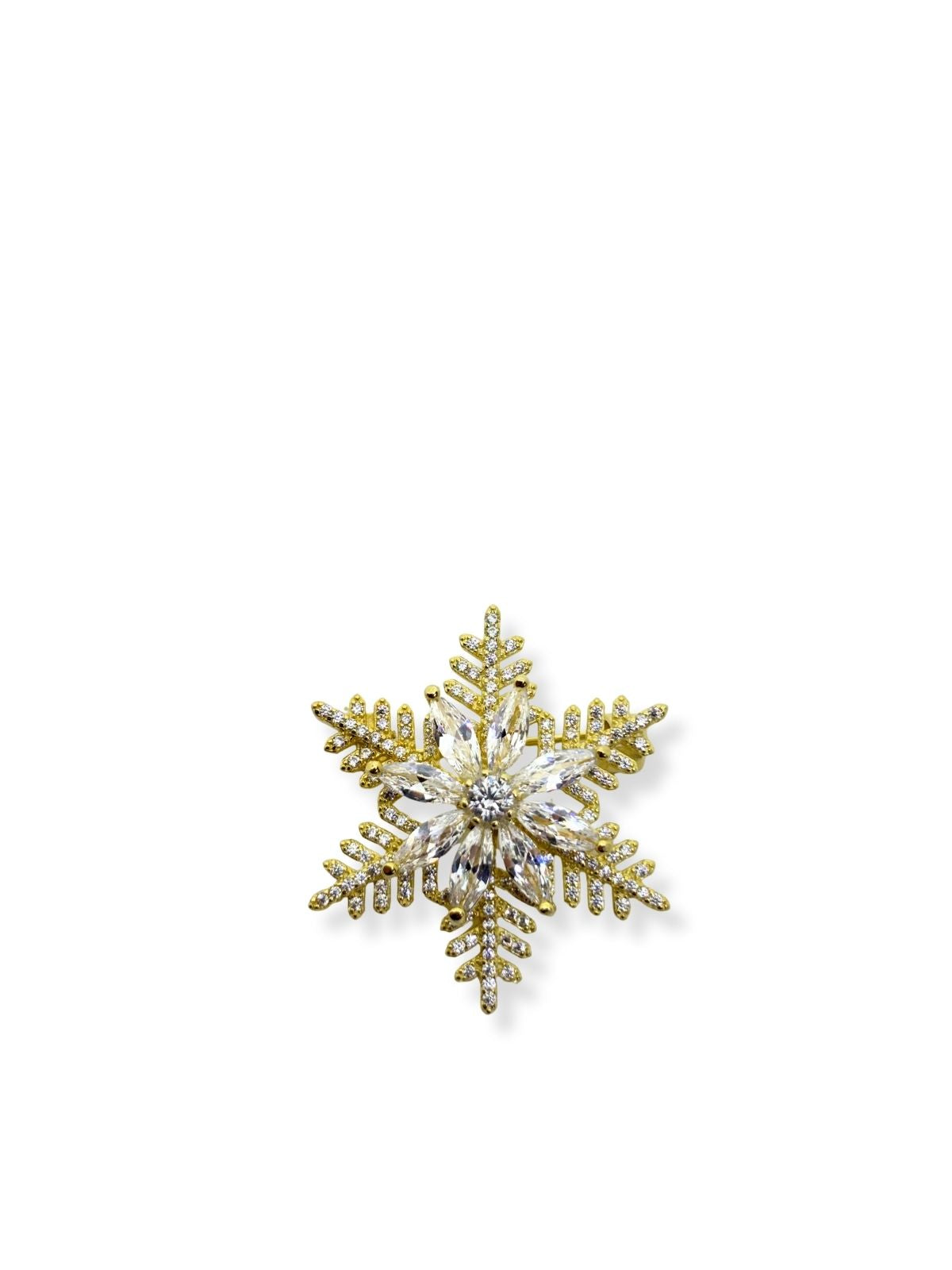 Schneeflocken-Brosche aus Silber mit drehbarer Mitte 3 x 3 cm – OYA-JV619 – Oya Silver – Ansicht 2