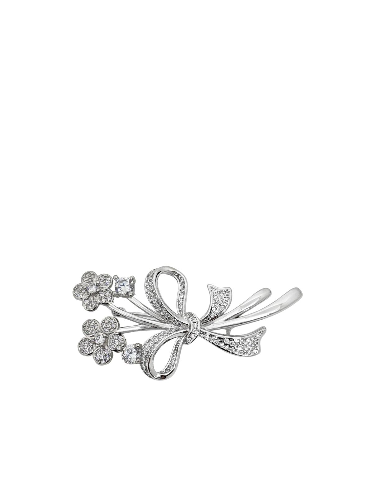 Blumenstrauß-Brosche aus Silber mit Saphir und Zirkon 2,2 x 4,8 cm – Oya Silver – Ansicht 3